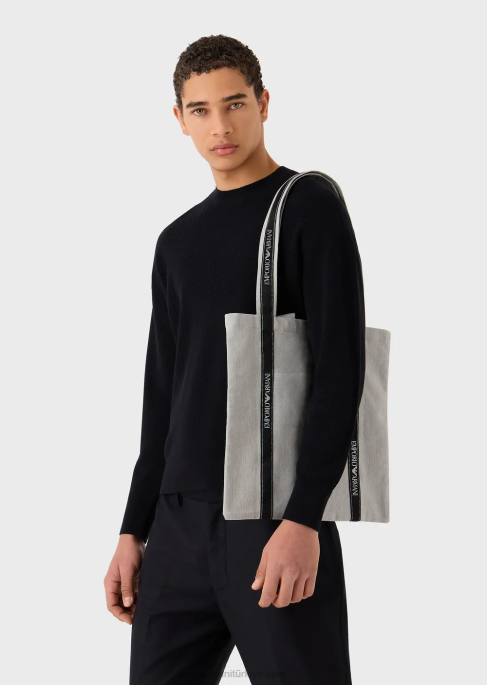 erkeklerdünya günü sürdürülebilir kumaş alışveriş çantası için emporio armani projesi gri T8HD1994