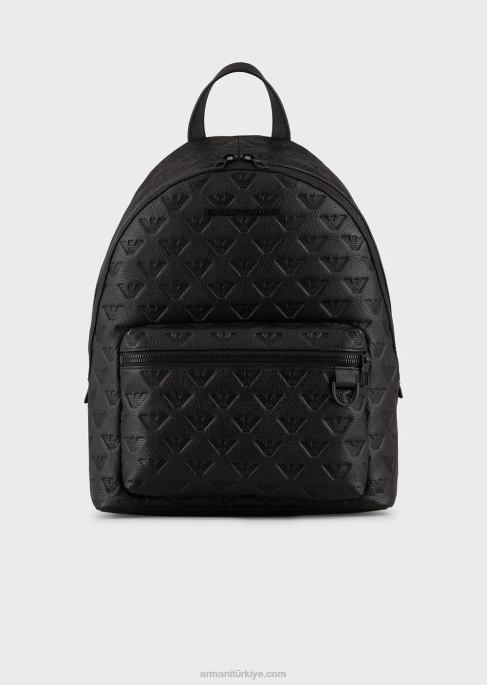 erkekler Armani Her tarafı kartal kabartmalı yuvarlak deri sırt çantasıT8HD1952