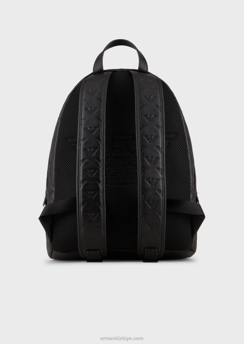 erkekler Armani Her tarafı kartal kabartmalı yuvarlak deri sırt çantasıT8HD1952