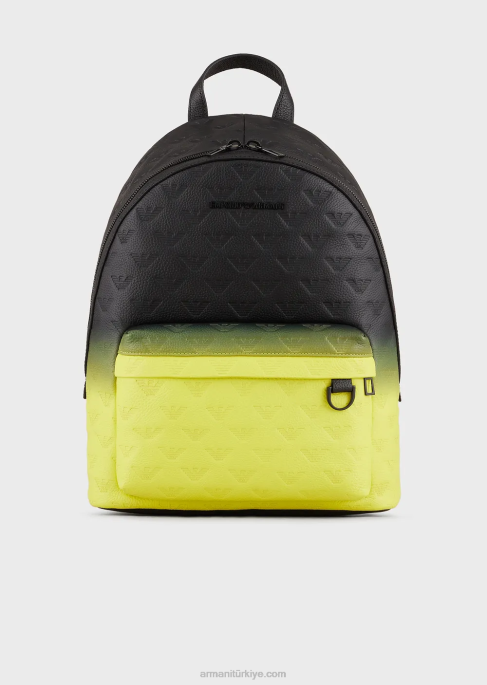 erkekler Armani boydan boya kartal kabartmalı degrade deri sırt çantası model T8HD1953