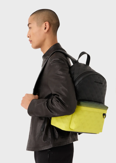 erkekler Armani boydan boya kartal kabartmalı degrade deri sırt çantası model T8HD1953