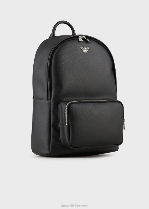 erkekler Armani kartal plakalı sırt çantası siyah T8HD1951