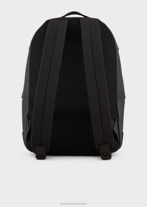 erkekler Armani saffiano desenli, rejenere deri yuvarlak sırt çantasıT8HD1964
