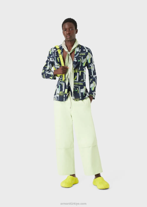 erkekler Armani boydan boya desenli liyosel karışımlı tek sıra düğmeli ceket model T8HD1036