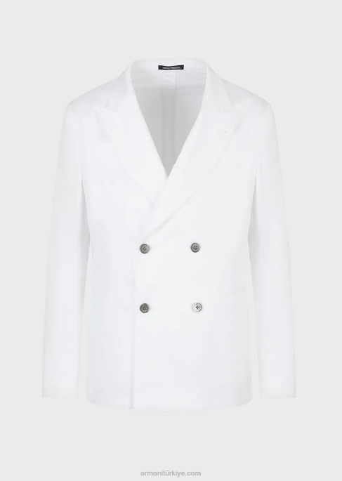 erkekler Armani hafif pamuklu satenden klapalı kruvaze ceketT8HD1025