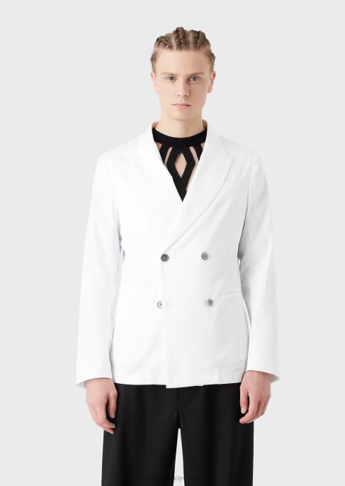 erkekler Armani hafif pamuklu satenden klapalı kruvaze ceketT8HD1025