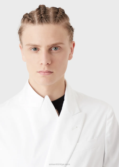 erkekler Armani hafif pamuklu satenden klapalı kruvaze ceketT8HD1025