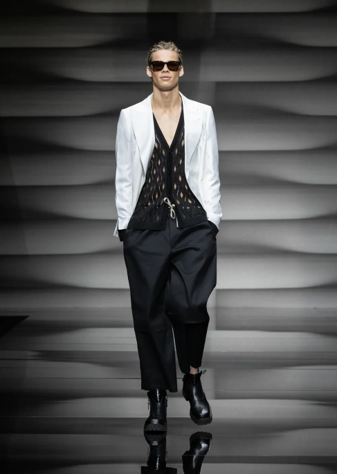 erkekler Armani hafif pamuklu satenden klapalı kruvaze ceketT8HD1025