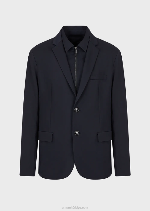 erkekler Armani çıkarılabilir iç panelli liyosel karışımlı blazer lacivert T8HD1011