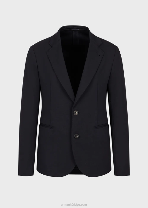 erkekler Armani streç jarse tek sıra düğmeli ceket lacivert T8HD1040