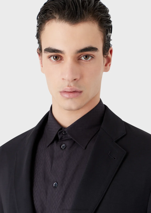 erkekler Armani streç jarse tek sıra düğmeli ceket lacivert T8HD1040