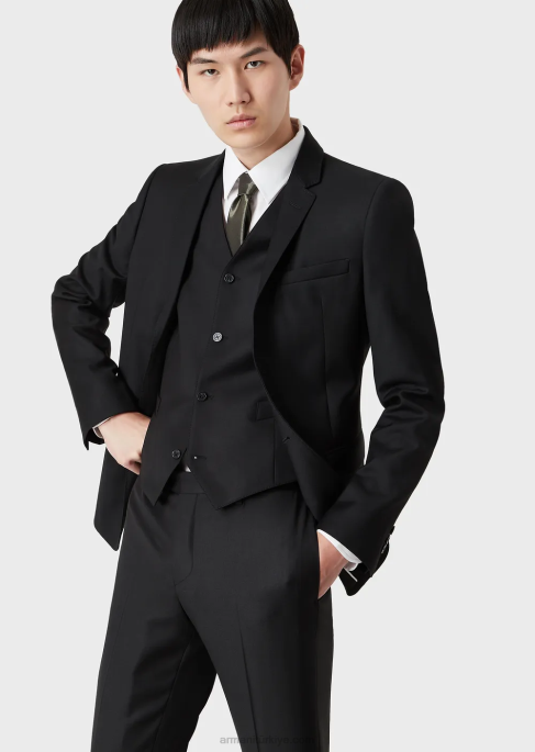 erkekler Armani tek göğüslü, kamgarn bakir yün ceket gri T8HD1051