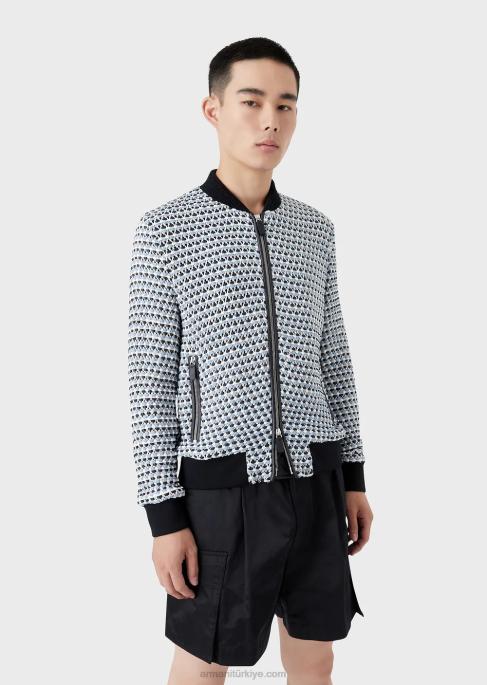 erkekler Armani Dokuma 3d efektli kuzu derisi napa deri bluzT8HD1291