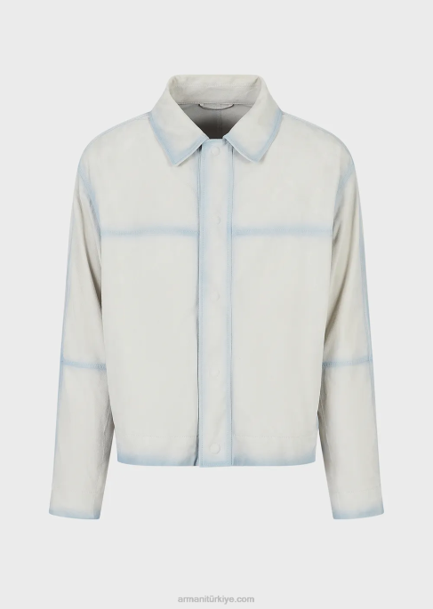 erkekler Armani el işi gradyan efektli hafif keçi derisi süet bluz buz T8HD1293