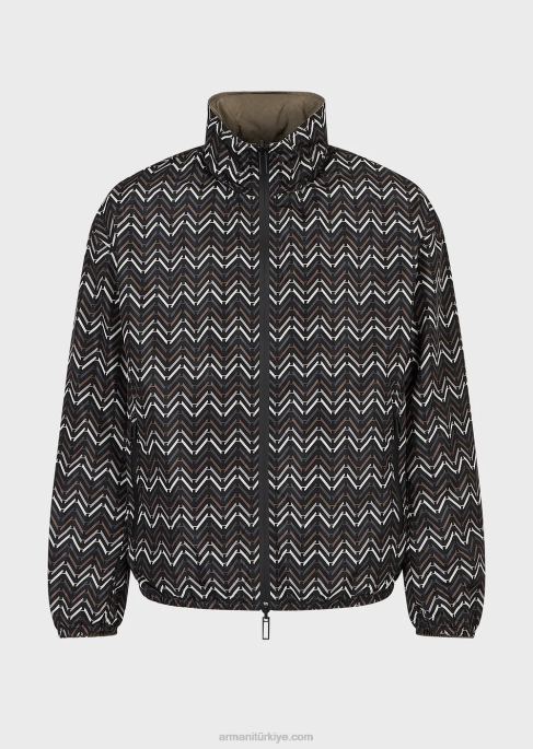 erkekler Armani Boydan boya desenli, çift taraflı naylon tam boy fermuarlı bluz model T8HD1317