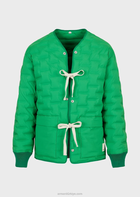 erkekler Armani geri dönüştürülmüş saten ve dolgu ile sürdürülebilir koleksiyon aşağı ceket yeşil T8HD1350