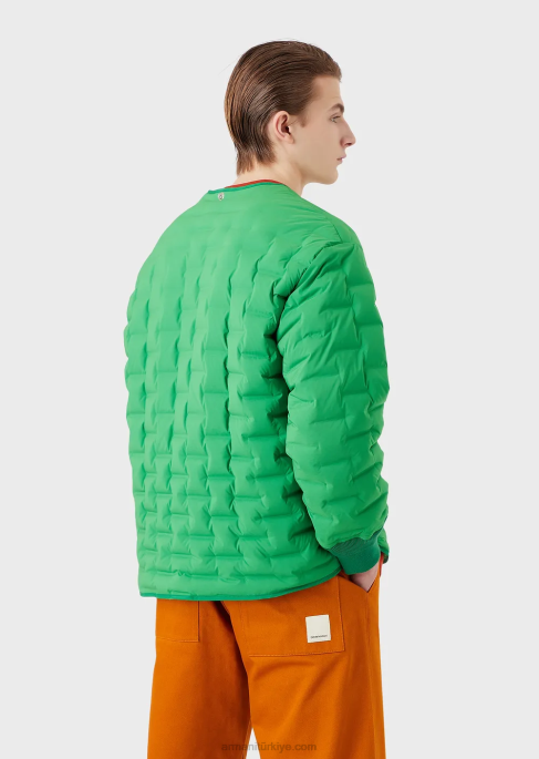 erkekler Armani geri dönüştürülmüş saten ve dolgu ile sürdürülebilir koleksiyon aşağı ceket yeşil T8HD1350