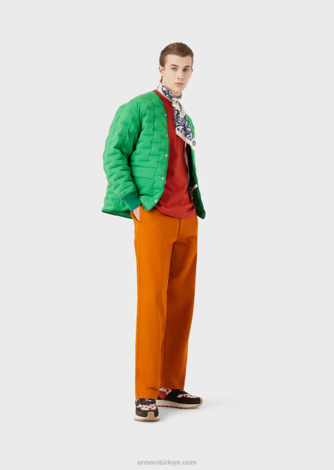 erkekler Armani geri dönüştürülmüş saten ve dolgu ile sürdürülebilir koleksiyon aşağı ceket yeşil T8HD1350