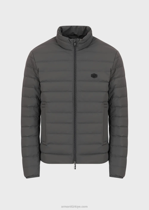 erkekler Armani kapitone naylon aşağı ceket gri T8HD1329