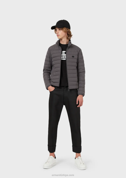 erkekler Armani kapitone naylon aşağı ceket gri T8HD1329