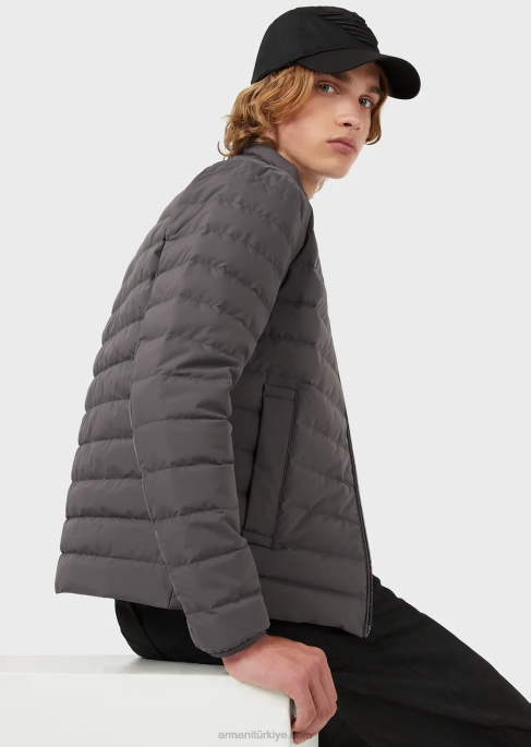 erkekler Armani kapitone naylon aşağı ceket gri T8HD1329