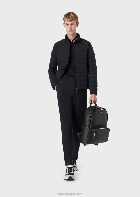 erkekler Armani kapitone naylon aşağı ceket lacivert T8HD1330