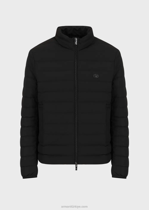erkekler Armani kapitone naylon aşağı ceket siyah T8HD1331