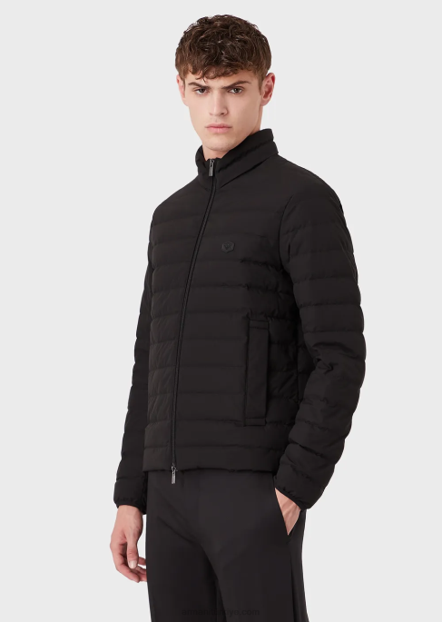 erkekler Armani kapitone naylon aşağı ceket siyah T8HD1331