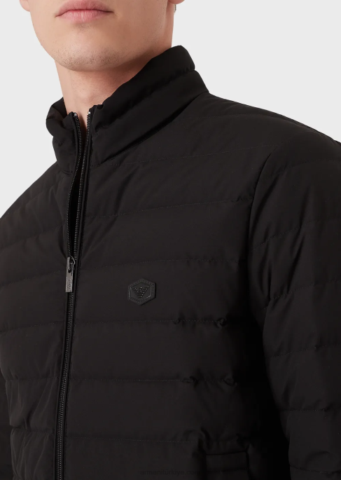 erkekler Armani kapitone naylon aşağı ceket siyah T8HD1331