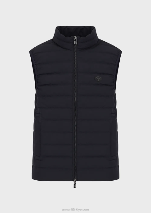 erkekler Armani kapitone naylon kolsuz aşağı ceket lacivert T8HD1334