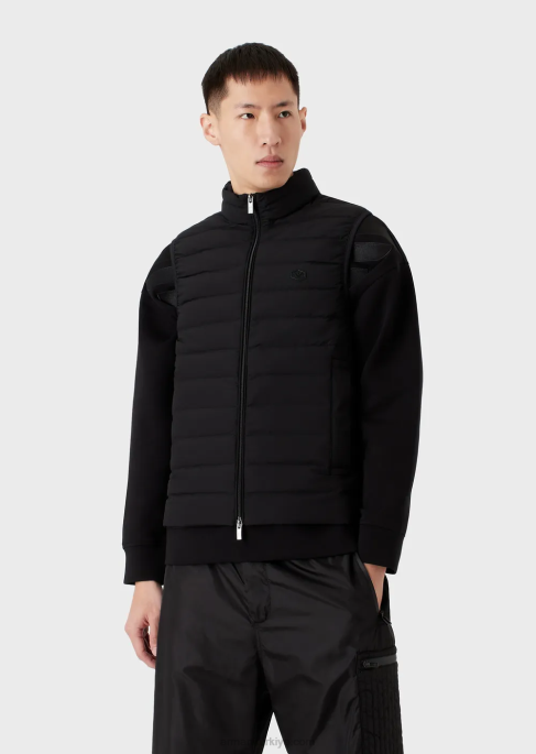 erkekler Armani kapitone naylon kolsuz aşağı ceket siyah T8HD1333