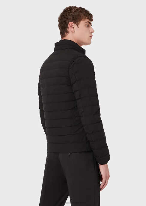 erkekler Armani kapitone naylon kolsuz aşağı ceket siyah T8HD1333