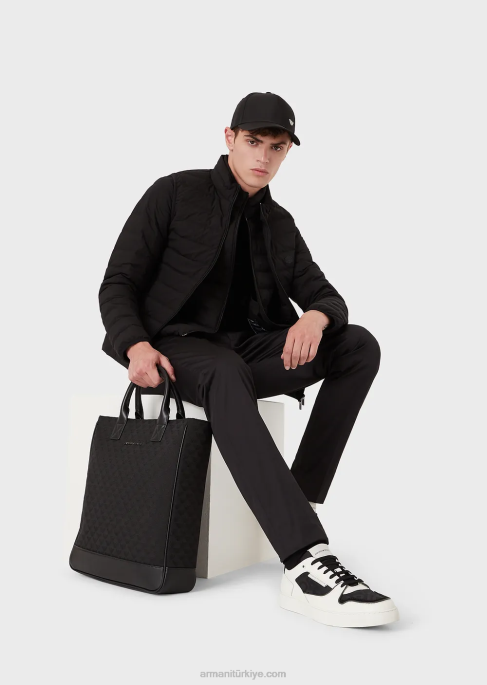 erkekler Armani kapitone naylon kolsuz aşağı ceket siyah T8HD1333