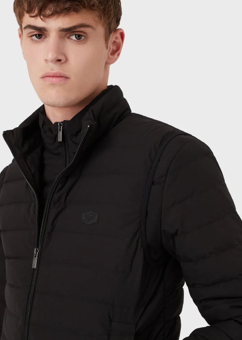 erkekler Armani kapitone naylon kolsuz aşağı ceket siyah T8HD1333