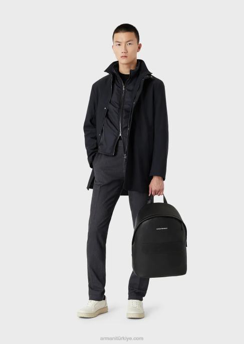 erkekler Armani çıkarılabilir jile ile naylon trençkotT8HD1340