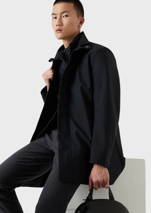 erkekler Armani çıkarılabilir jile ile naylon trençkotT8HD1340