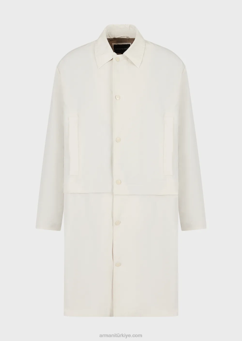 erkekler Armani çıkarılabilir kenarlı, su tutmaz saten naylon trençkotT8HD1325