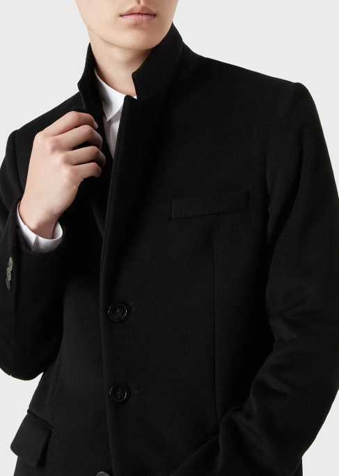 erkekler Armani kunduz kaşmir yakalı kaban siyah T8HD1355