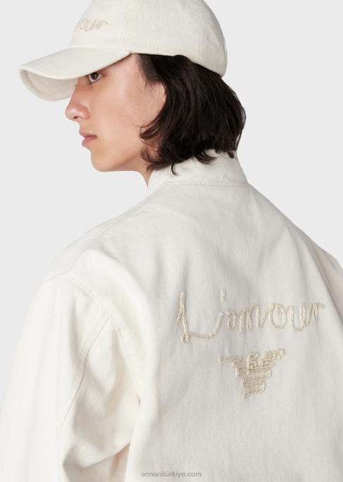 erkekler Armani l'amour işlemeli fermuarlı kot montT8HD1353