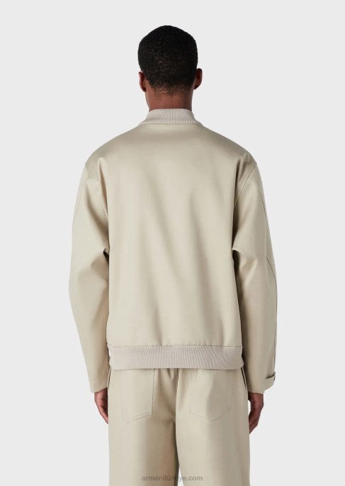 erkekler Armani ön panelli çift gabardin mont bej T8HD1352