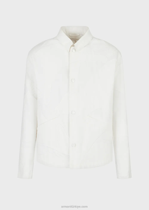 erkekler Armani renk uyumlu kamuflaj işlemeli büyük beden kanvas ceketT8HD1302