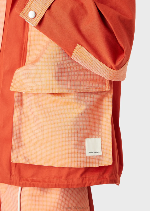 erkekler Armani sürdürülebilir koleksiyon organik dimi ve geri dönüştürülmüş yırtılmaz kapüşonlu mont kırmızı T8HD1351