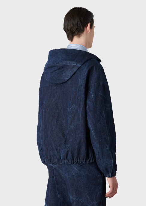 erkekler Armani taş yıkanmış denim anorakT8HD1324