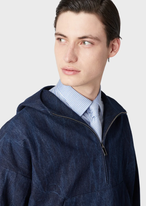 erkekler Armani taş yıkanmış denim anorakT8HD1324