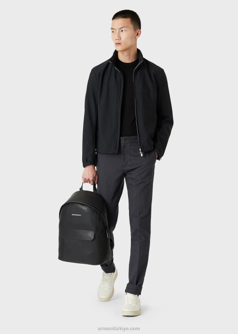 erkekler Armani tam boy naylon bluz siyah T8HD1356