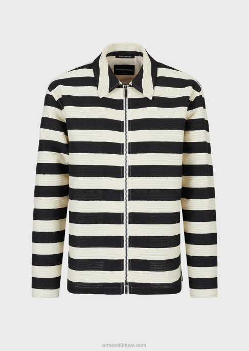 erkekler Armani yatay çizgili osmanlı fermuarlı bluz siyah T8HD1336