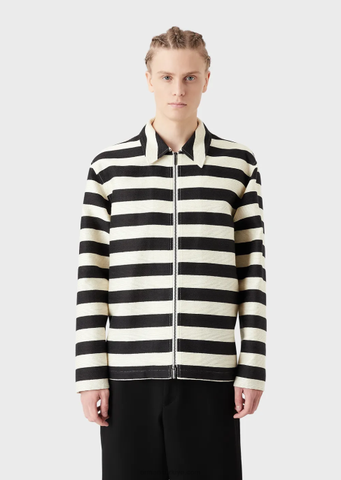 erkekler Armani yatay çizgili osmanlı fermuarlı bluz siyah T8HD1336