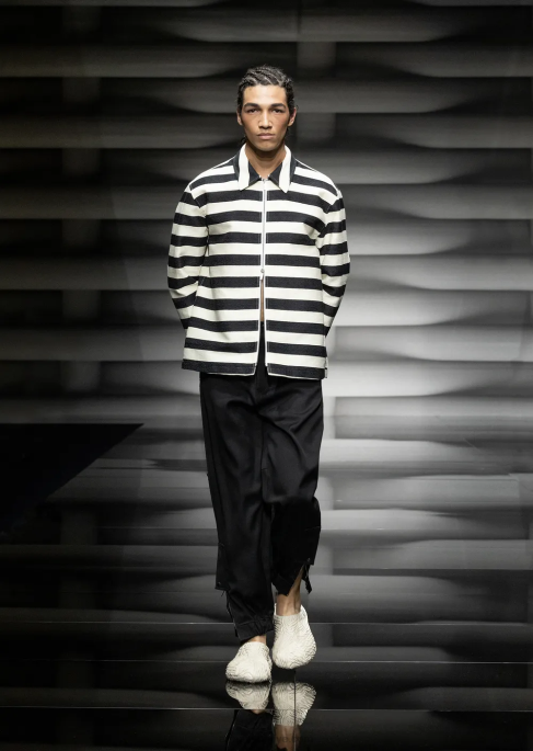 erkekler Armani yatay çizgili osmanlı fermuarlı bluz siyah T8HD1336