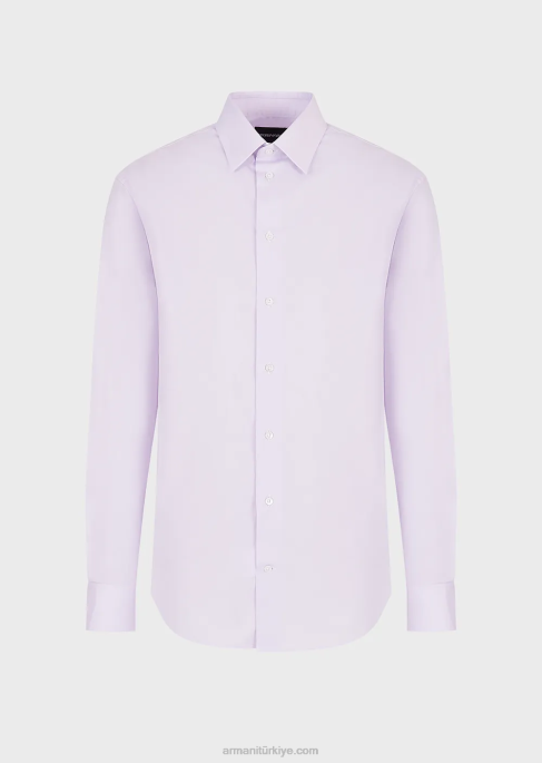 erkekler Armani dik yakalı, modern kesim, streç poplin gömlek pembe T8HD1129