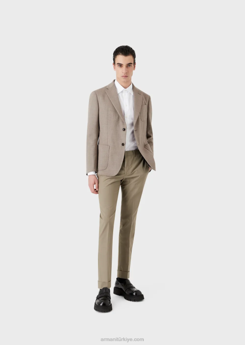 erkekler Armani geometrik jakarlı gömlek masmavi T8HD1146